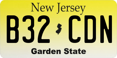 NJ license plate B32CDN