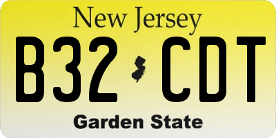 NJ license plate B32CDT