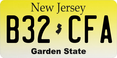 NJ license plate B32CFA