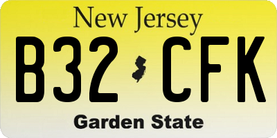 NJ license plate B32CFK