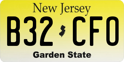 NJ license plate B32CFO