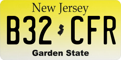 NJ license plate B32CFR