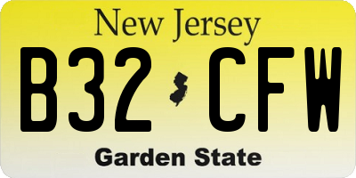 NJ license plate B32CFW