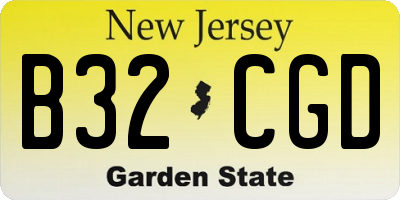 NJ license plate B32CGD