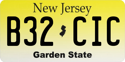 NJ license plate B32CIC