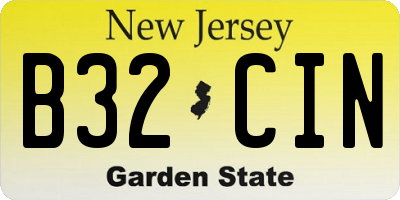 NJ license plate B32CIN