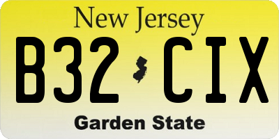 NJ license plate B32CIX