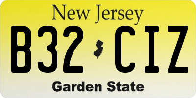 NJ license plate B32CIZ