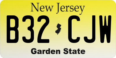 NJ license plate B32CJW