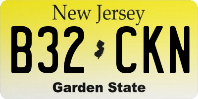 NJ license plate B32CKN