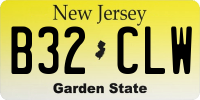 NJ license plate B32CLW