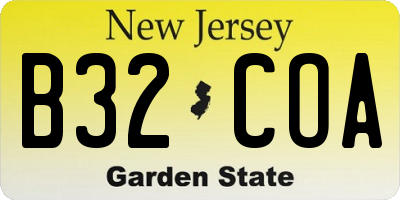NJ license plate B32COA