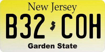 NJ license plate B32COH