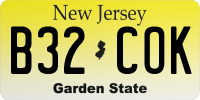 NJ license plate B32COK