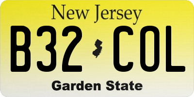 NJ license plate B32COL