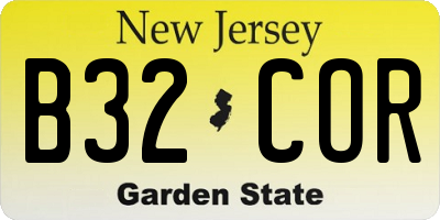 NJ license plate B32COR