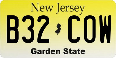 NJ license plate B32COW