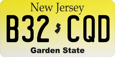 NJ license plate B32CQD