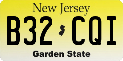 NJ license plate B32CQI