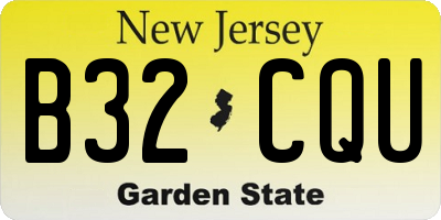 NJ license plate B32CQU