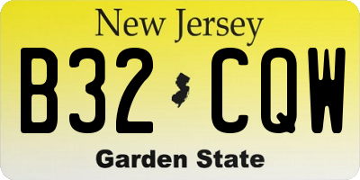 NJ license plate B32CQW