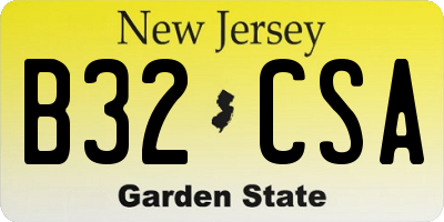 NJ license plate B32CSA