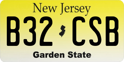 NJ license plate B32CSB
