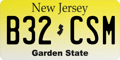 NJ license plate B32CSM