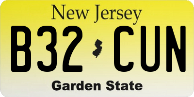 NJ license plate B32CUN