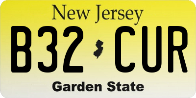 NJ license plate B32CUR