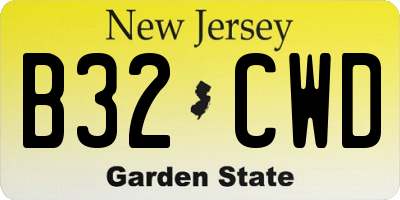 NJ license plate B32CWD