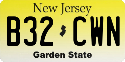 NJ license plate B32CWN