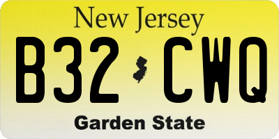 NJ license plate B32CWQ