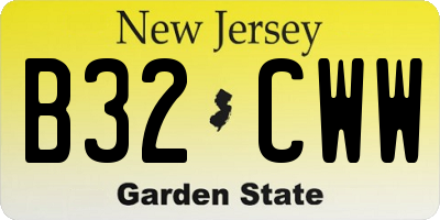 NJ license plate B32CWW