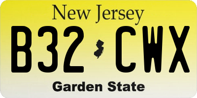 NJ license plate B32CWX