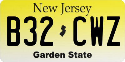 NJ license plate B32CWZ