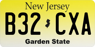 NJ license plate B32CXA