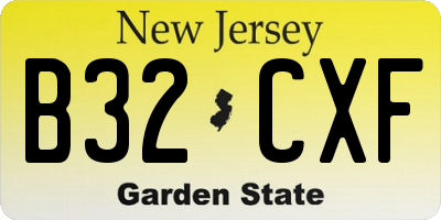 NJ license plate B32CXF