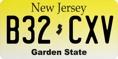 NJ license plate B32CXV