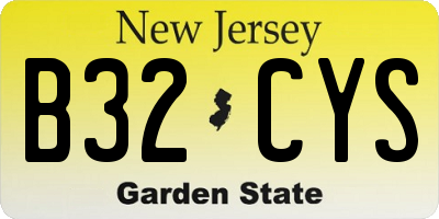 NJ license plate B32CYS