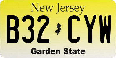 NJ license plate B32CYW