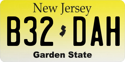 NJ license plate B32DAH