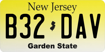 NJ license plate B32DAV