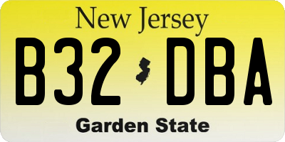 NJ license plate B32DBA