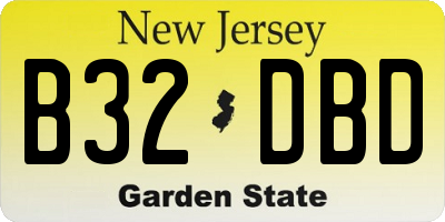 NJ license plate B32DBD