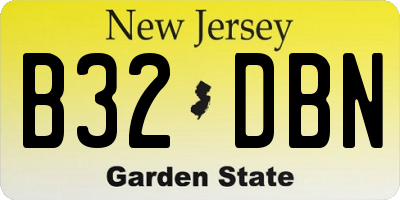 NJ license plate B32DBN