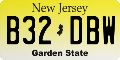 NJ license plate B32DBW