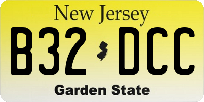 NJ license plate B32DCC