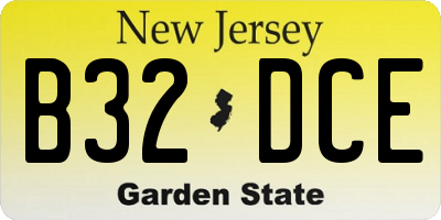 NJ license plate B32DCE