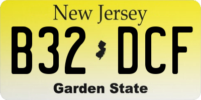 NJ license plate B32DCF